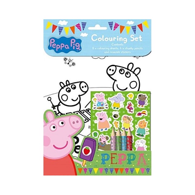 Peppa Pig Play Pack Colouring Set Stickers 4 x Pencils Travel Stocking Fillers