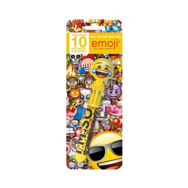 Emoji Icons Novelty Multi function Pen 10 Colours In 1 Retractable Ball Point