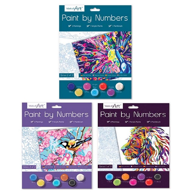 Paint By Numbers 3 Designs To Chose Bird Seaview /Peacock Sunflowers/ Lion Tiger